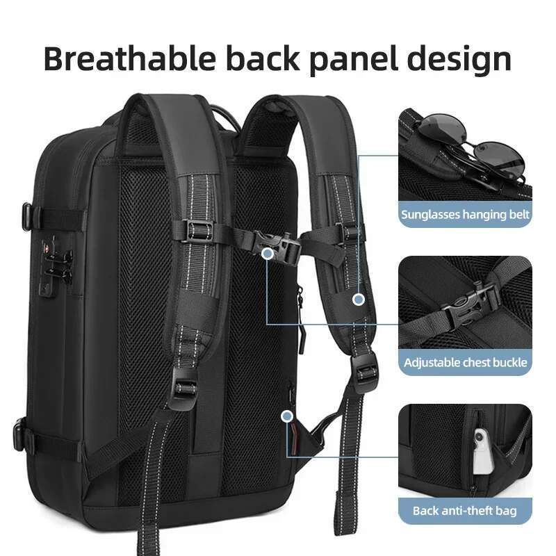 Men Travel Vacuum Compression Laptop 17 Inch Extended Large Capacity School Backpack Hiking Business Backpack