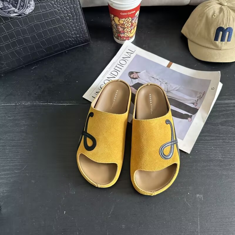 free shipping designer sandals New Low Heel sliders beach shoes Outdoor blue yellow slippers for woman
