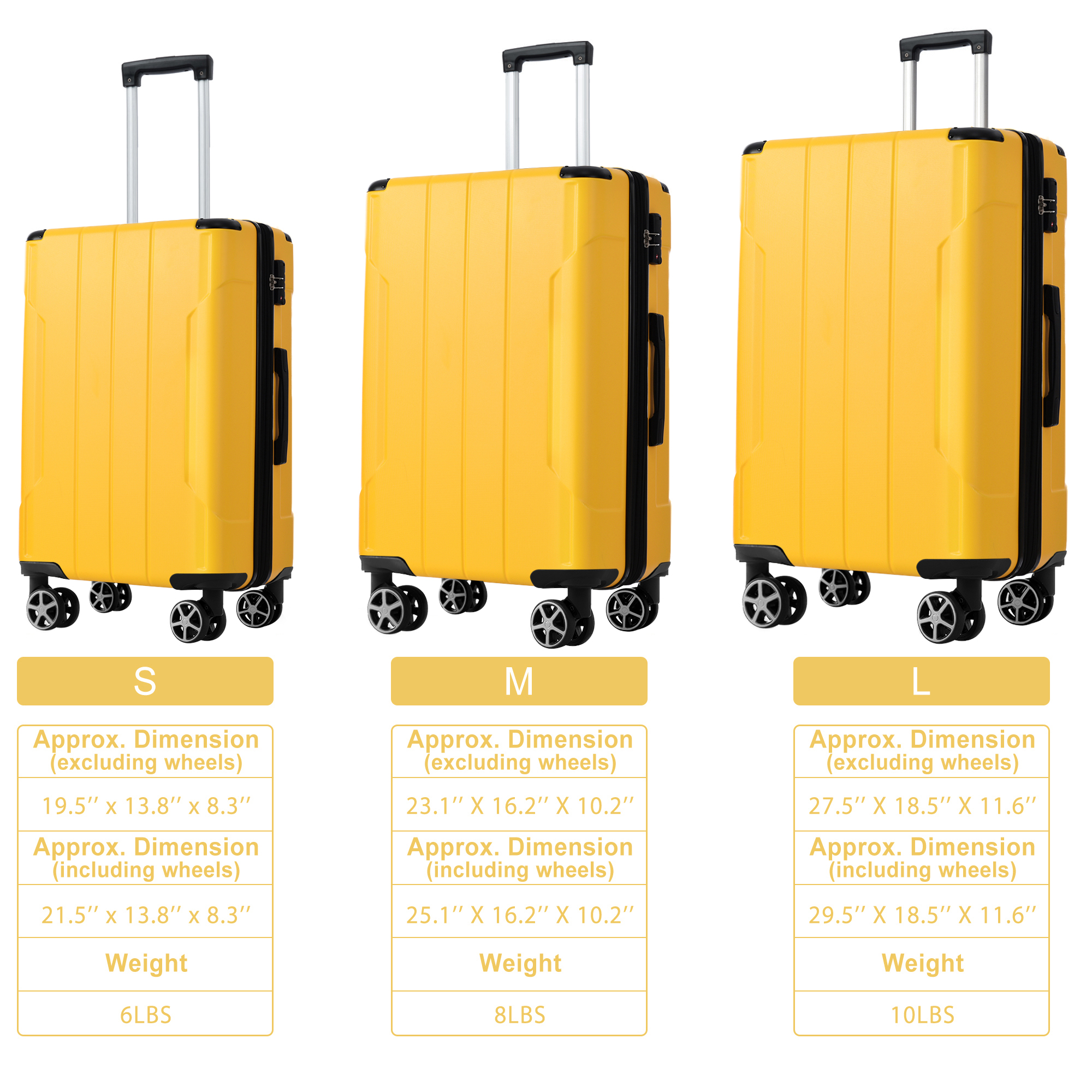 Luggage Sets 3 Piece, Expandable Hard shell ABS Suitcases with Double Spinner, Travel luggage Set with TSA Lock allows for wide luggage travel (20/24/