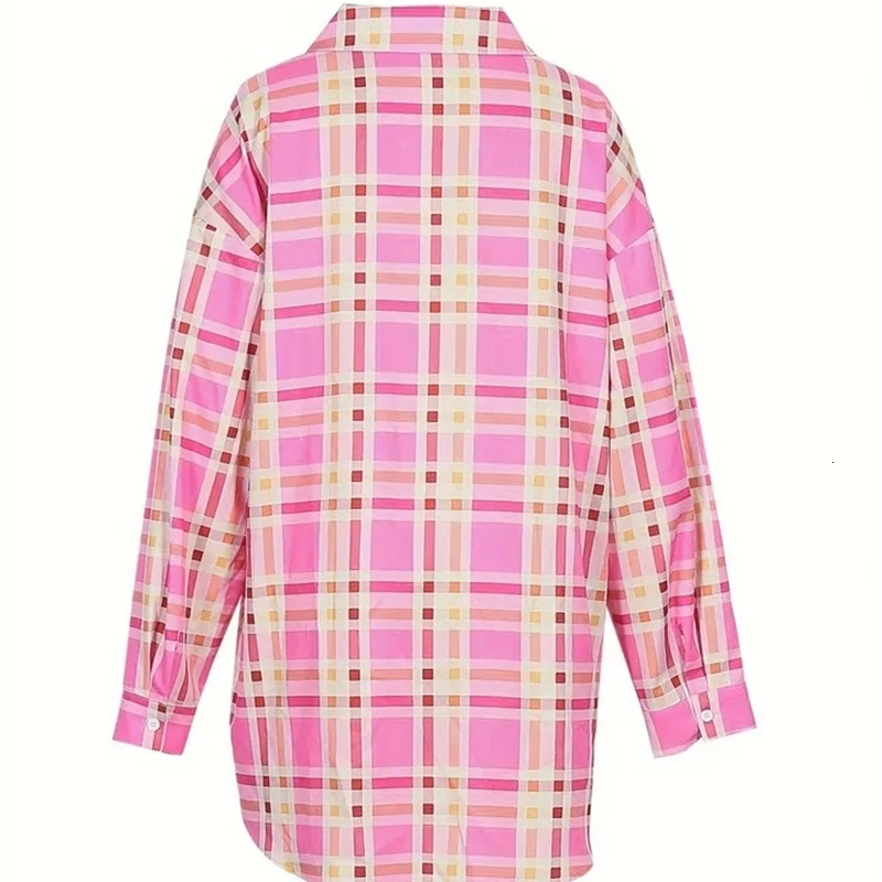Plus Size SpringSummer Womens Clothing Solid Color Single Row Button Pink Casual w250506
