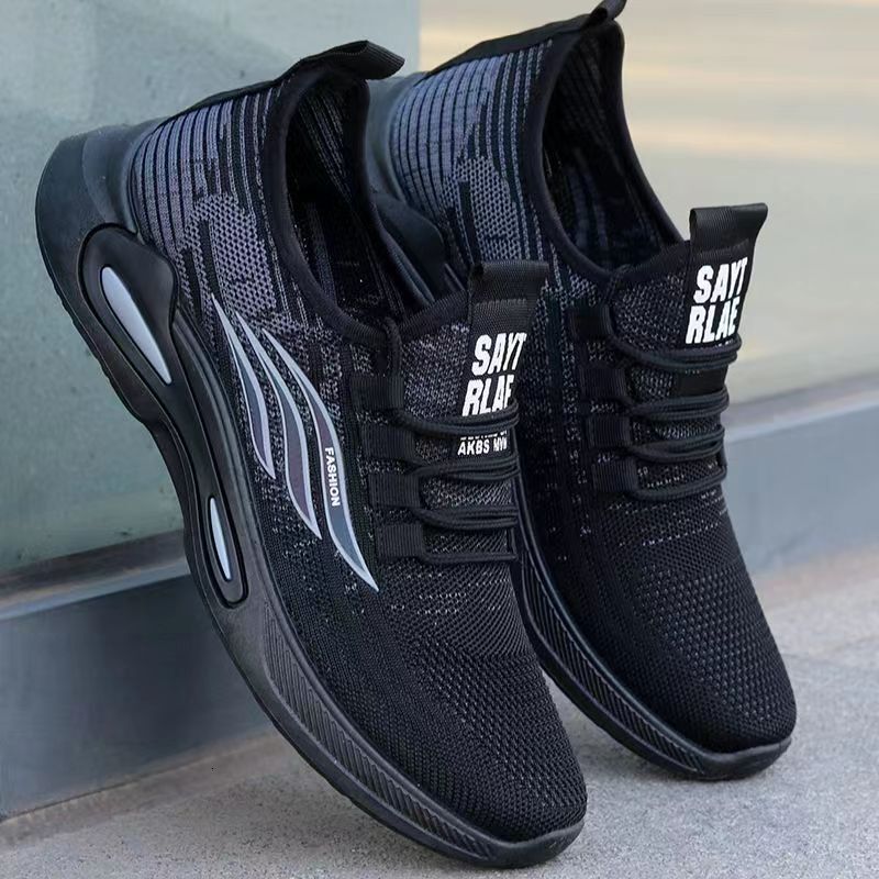 2025 New Fashionable Flyknit Breathable Men's Sports and Leisure Soft soled Lightweight One Step Lazy Shoes