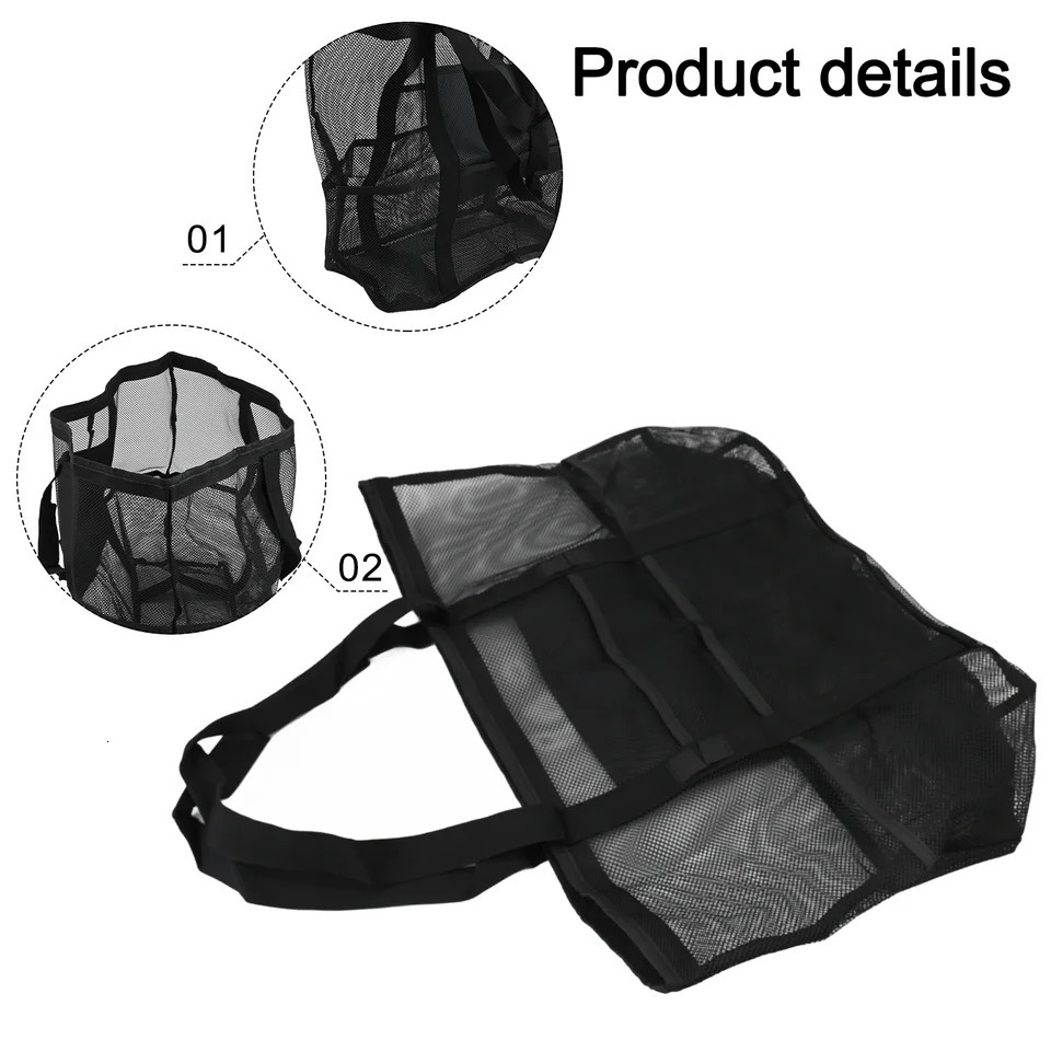 1 Pc Beach Tote Bag Mesh Hollow Foldable Bathroom Storage Bag With Mini Pocket For Swimming Beach HandBag Accessories 250515
