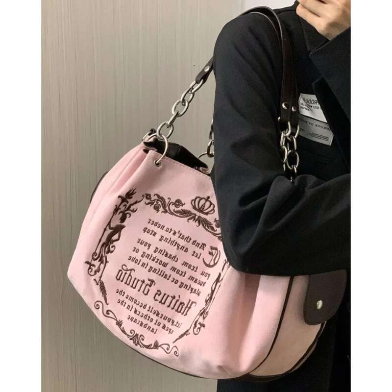 Embroidery Letter Tot Women New In Large Capacity Retro Gothic Handbag Desing Soft Crossbody Bag