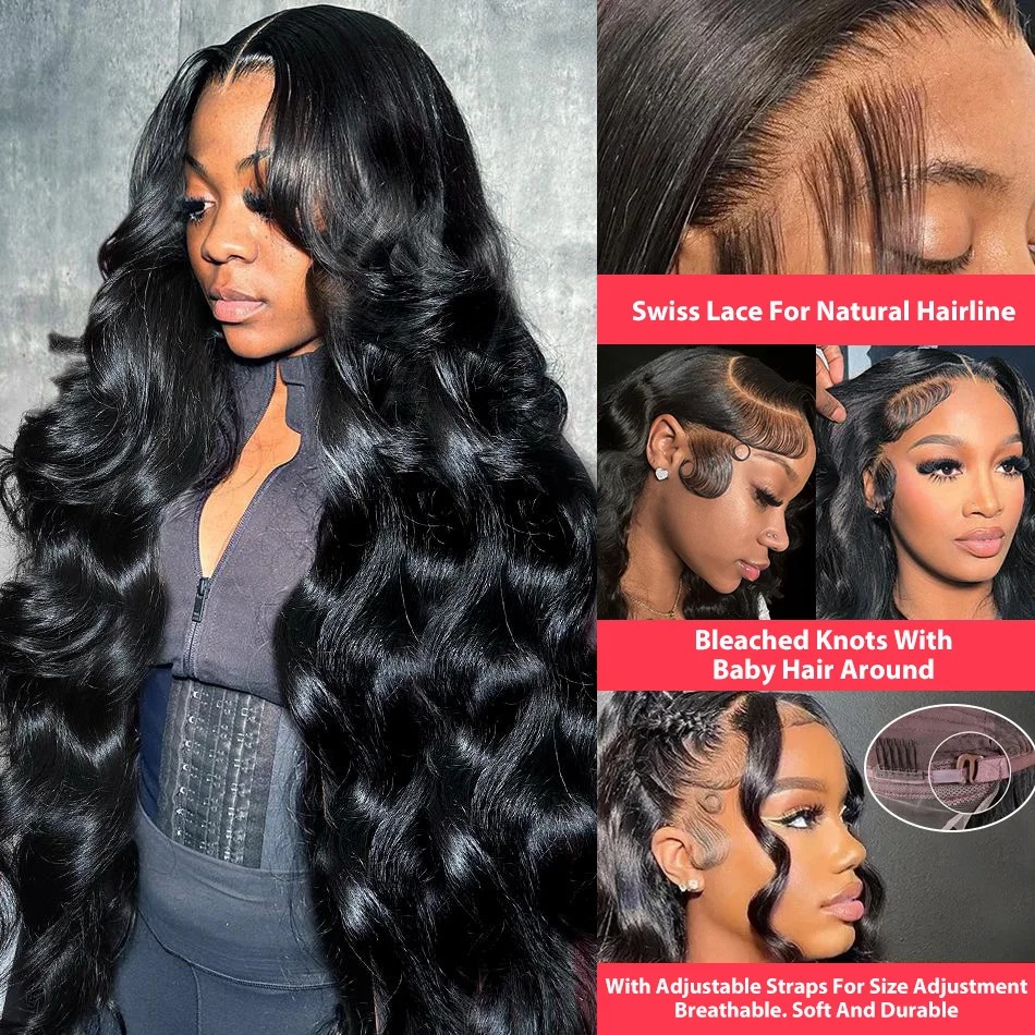 30 40 Inch 200 250 Density 13x6 HD Transparent Lace Frontal Wig Brazilian Human Hair 13x4 Body Wave Lace Front Wigs For Women synthetic lace front wig