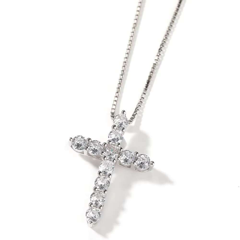 Cheapest 925 Sterling Silver GRA Certified 3mm Vvs1 Moissanite Diamond Box Chain Womens Cross Pendant Necklace