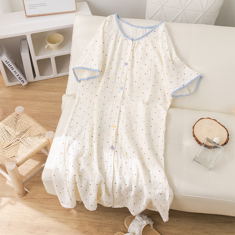 B882-Nightdress women summer sexy lace hollow dress pure desire style ice silk cool deep V mid-length skirt