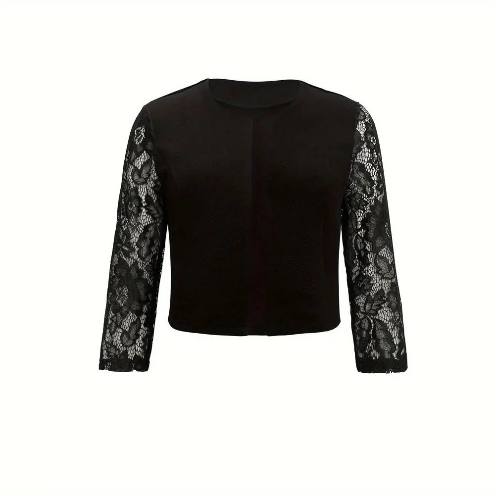 Women Solid Casual Outwear Lace Long Sleeve Jacket Y2k Spring Autumn Elegant Zipper Coat Office Wear Slim Office Coat Crop Top 250515