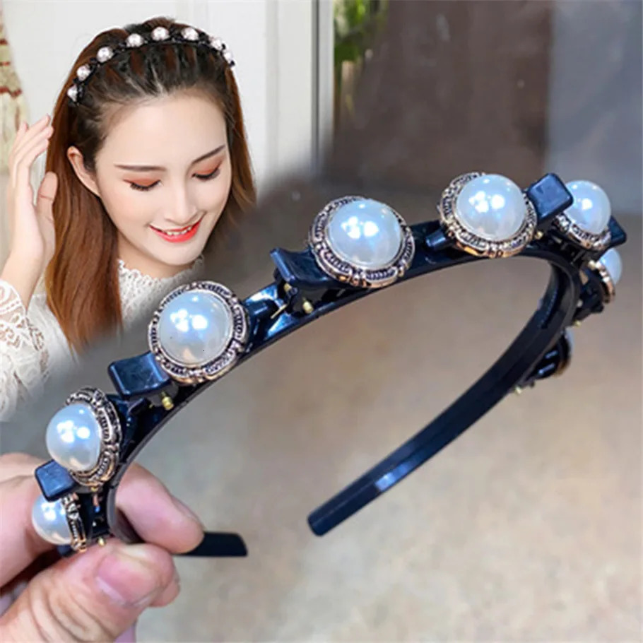Unisex Alice Pearls Elegant Hairbands Men Women Sports Headband Double Bangs Hairstyle Make Up Hairpins Fashion Hair Accessories 250509
