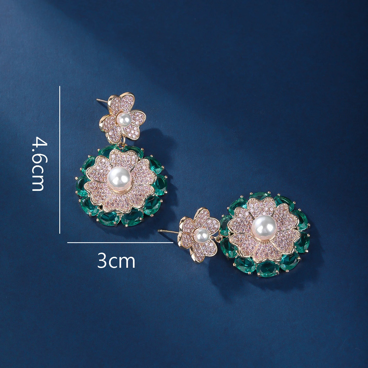 Fashion Cubic Zirconia Crystal Pearl Flower Earrings for Women Bridal Wedding Jewelry Accessories Gift CE12132 250515