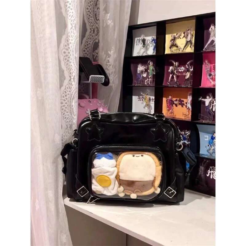 Black Y2k Shoulder For Women Gothic Fashion Lolita Jk Pu Leather Ita Bag Japanese Style New In Casual Female Handbag