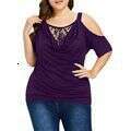 Plus Size Designer Clothing Women Womens Top T-shirt Men Tops Tee Shirt 2025 Large Lace Cold Solid Color Casual Round Neck Off Shoulder Womens Short S