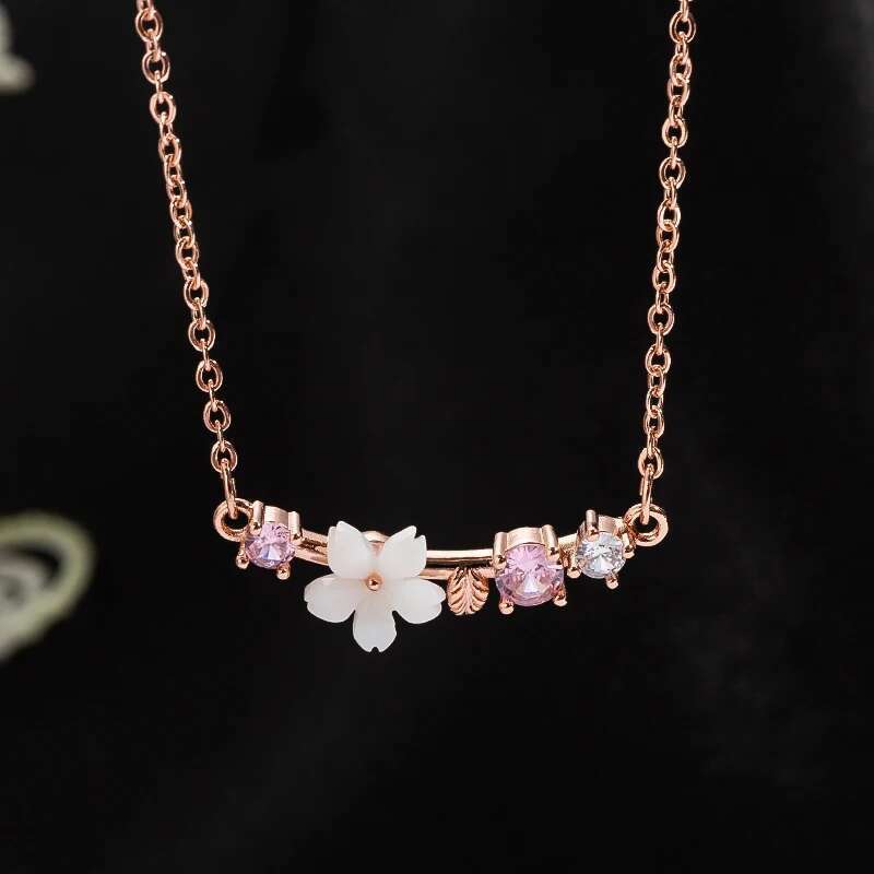 New Arrival Shell Flower Necklace Sets For Women Zircon Stud Earrings Leaf Chokers Bridal Wedding Jewelry