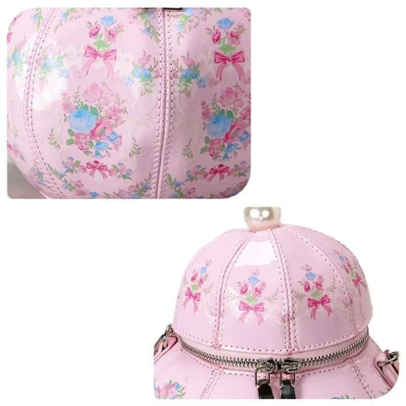 Handbag Women 2025 New In Patent Leather Floral Print Pearl Strap Fashion Chic Designer Shoulder Bag