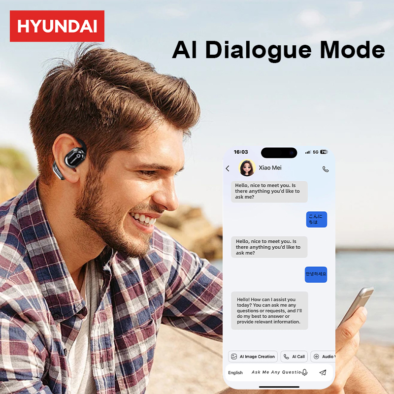 HYUNDAI HY-Y16 AI Translation Wireless Earphones Support Multi Languages Real Time OWS Headphones HIFI Stereo HD Call
