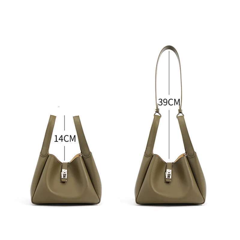 Genuine Leather Lazy Style Shopper Basket Bag,Cowhide Crossbody Shoulder Bag,Women Versatile Commuter Tote Bag,High-End Handbag