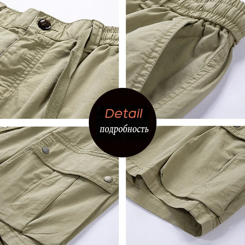Summer Men Cargo Cotton Shorts Mens Multi Pocket Casual Spring Jogger Pants Fashion Beach Drop LZLLTT 250515