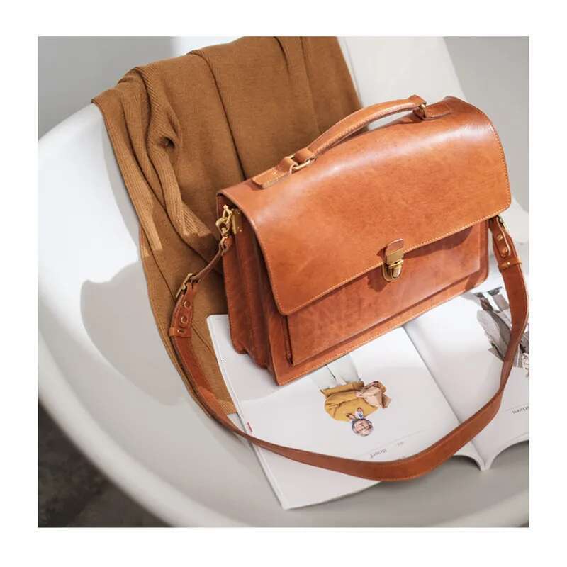 PNDME Fashion Genuine Leather Women's Briefcase Designer Business Casual Real Cowhide Work Handbag Lock Messenger Bag
