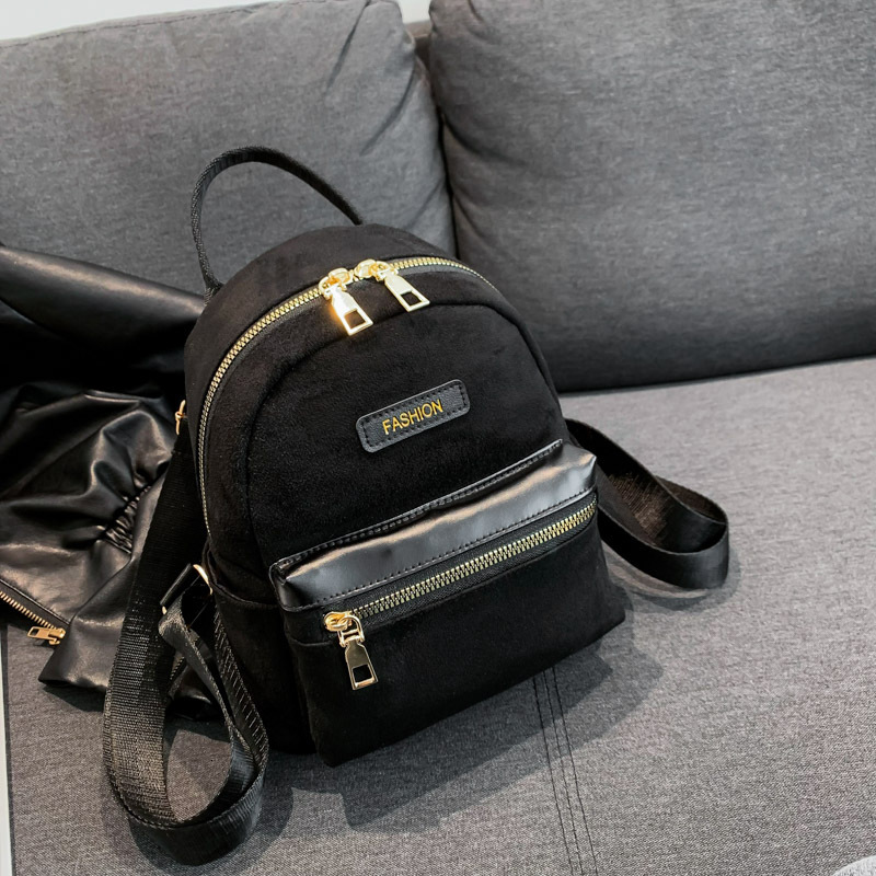 New Large Capacity Velvet Fashion Korean Edition Solid Color Trendy New Free Delivery Designer Bag Luxury Bag Student Shoulder Casual Backpack Women&#