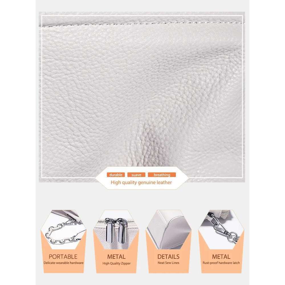 Zency 2024 New Fashion Acrylic Chain Handbags Soft Leather Top-Handle For Women Small Underarm Bag White Crossbody