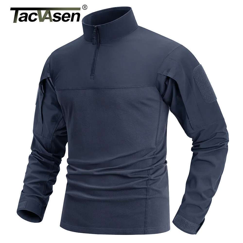 TACVASEN 1/4 Zip Lightweight Men's Long Sleeve T-shirts Wear Resistant Outdoor Training Work Shirts Pullover Tops Male