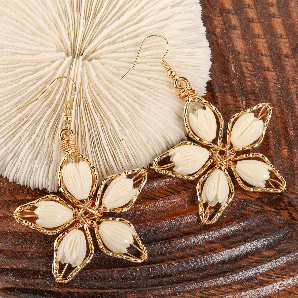 Arrivals Elegant Hawaiian Resin Pikake Flower Earrings For Women Island Jewelry 250515