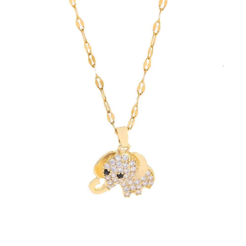New Fashion Cute Baby Elephant Pendant Necklaces For Women Trendy Gold Color Stainless Steel Jewelry Female Neck Chain Wholesale