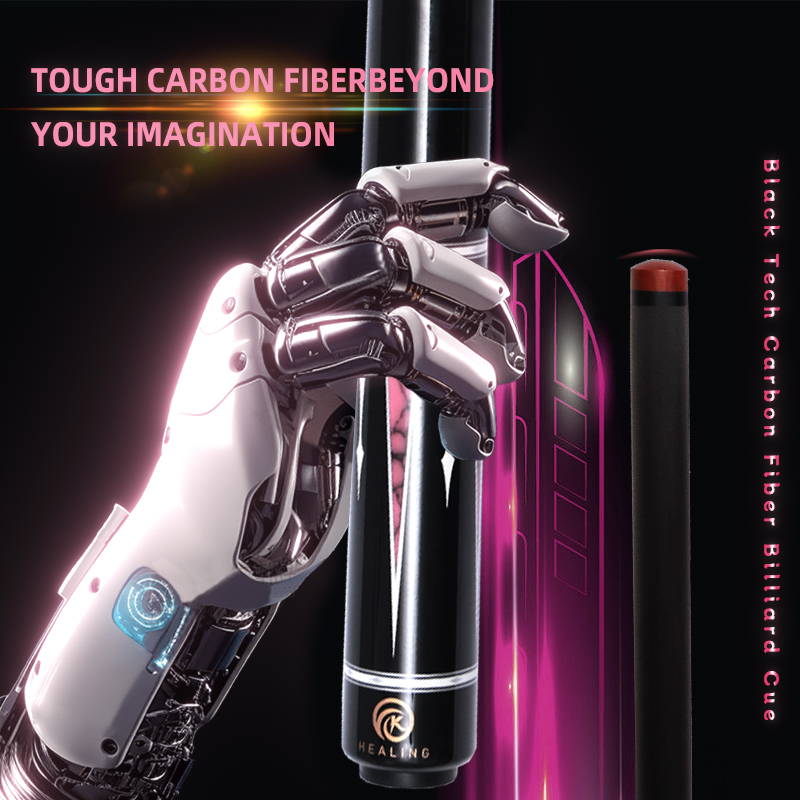 OKHEALING Carbon Fiber Pool Cue Stick, 12.9mm Tip Soft Grip Billiard Cue, Weight Adjustable 19-21OZ Cue Stick, 58in, Uni-loc Joint; Pool Table Stick