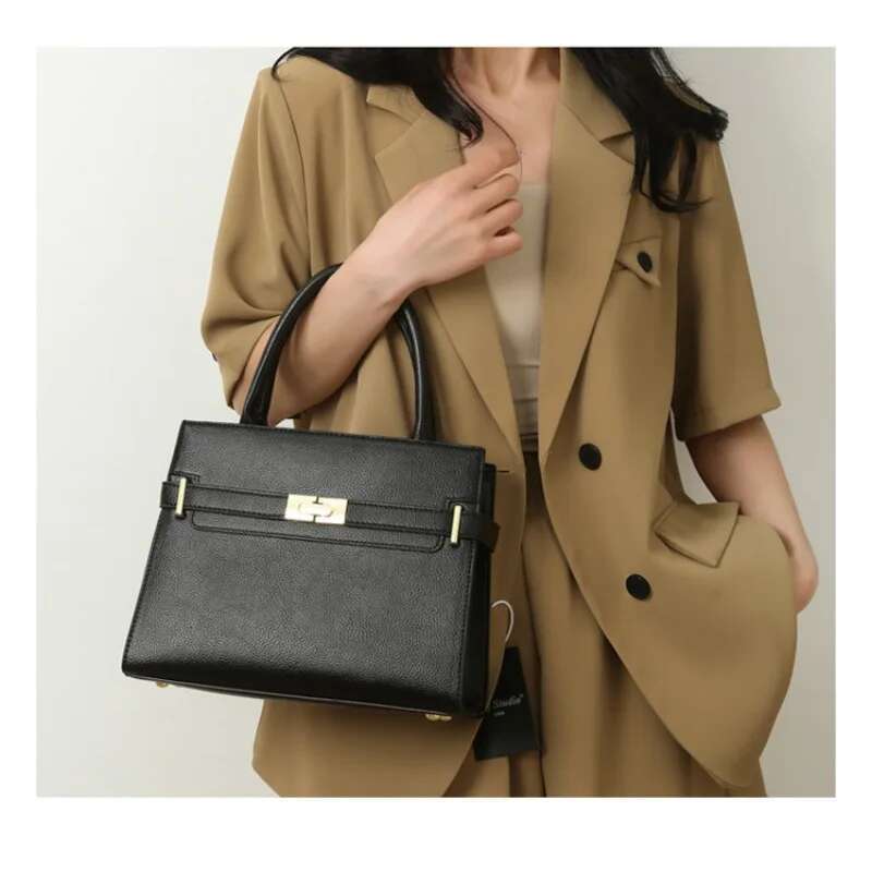 Women's soft leather handbag simple small square casual women's bucket fashionable single shoulder crossbody bag