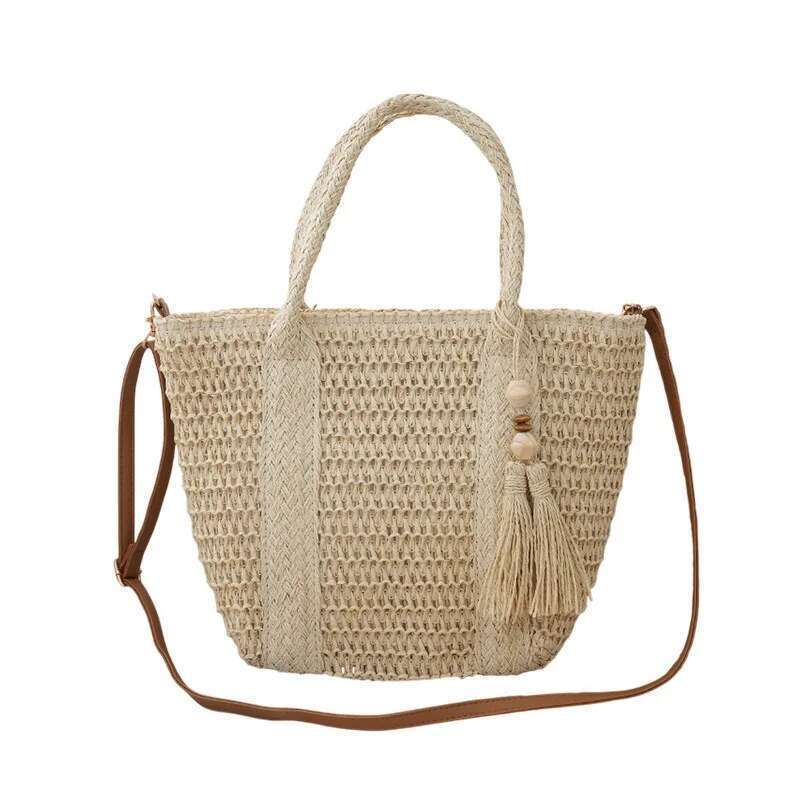New Close-Fitting Large-Capacity Straw Woven Tote High-Value Portable Shoulder Messenger Women's Bag