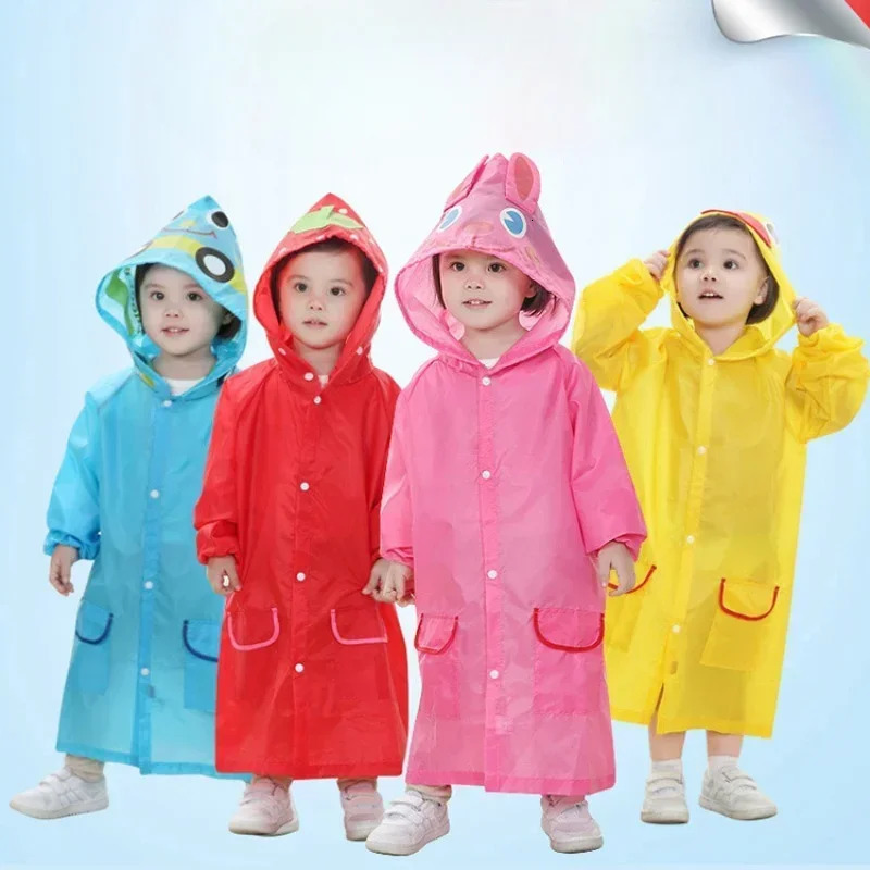 Cute Kids Raincoat Waterproof Children Duck Frog Rain Poncho Rain Coat Jacket With Backpack Position Student Rainwear 250515