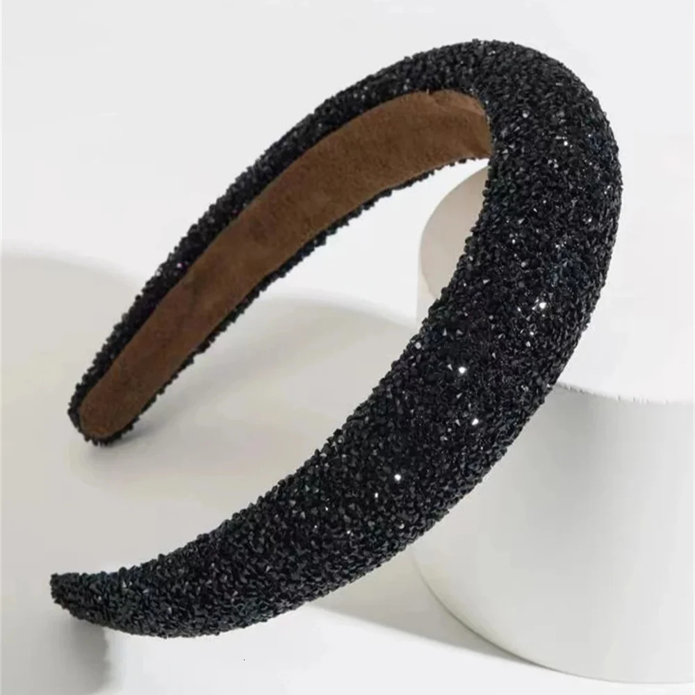Glamorous Beaded Hairband Bling Crystal Pearl Baroque Headband Wide Cross Headband Sparkly Gorgeous Women Hair Accessories 250509