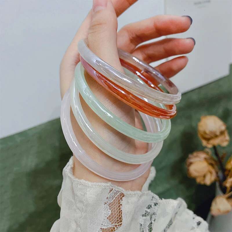 Natural Thin Handcarved Agate Bracelets Glass Bangle Jewelry Jadeite Jade Bangles Bracelet For Women