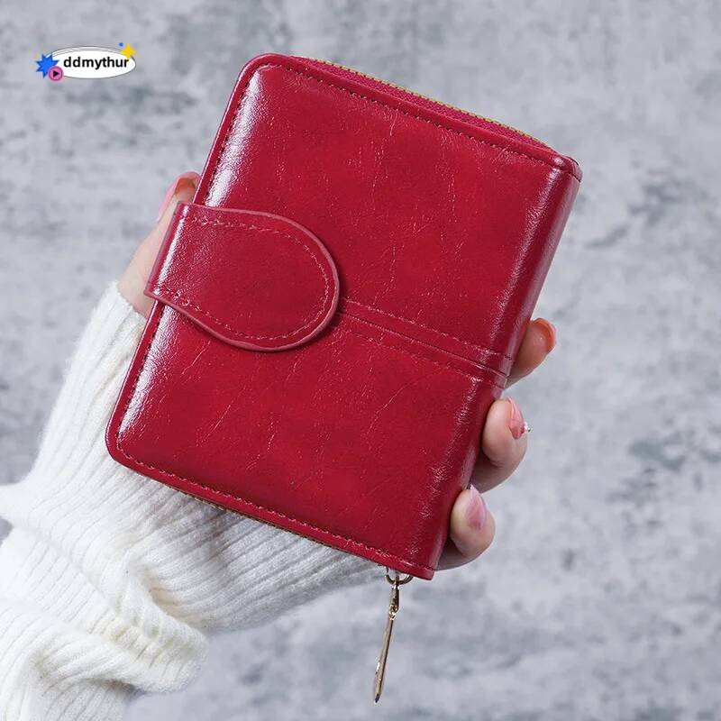 2023 New Women's Short Wallets Soft PU Leather Small Female Coin Money Purses Ladies Foldable Mini Zipper Credit Card Holders ddmythur