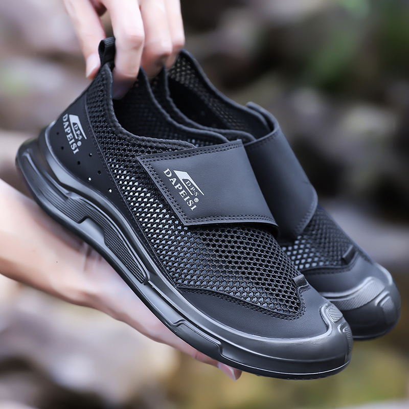Mesh Men S New Summer Breathable Hollow Leather With Soft Soles Casual Shoes Slip Resistant Toe Caps Outdoor Casual Shoes Ddmysaturn