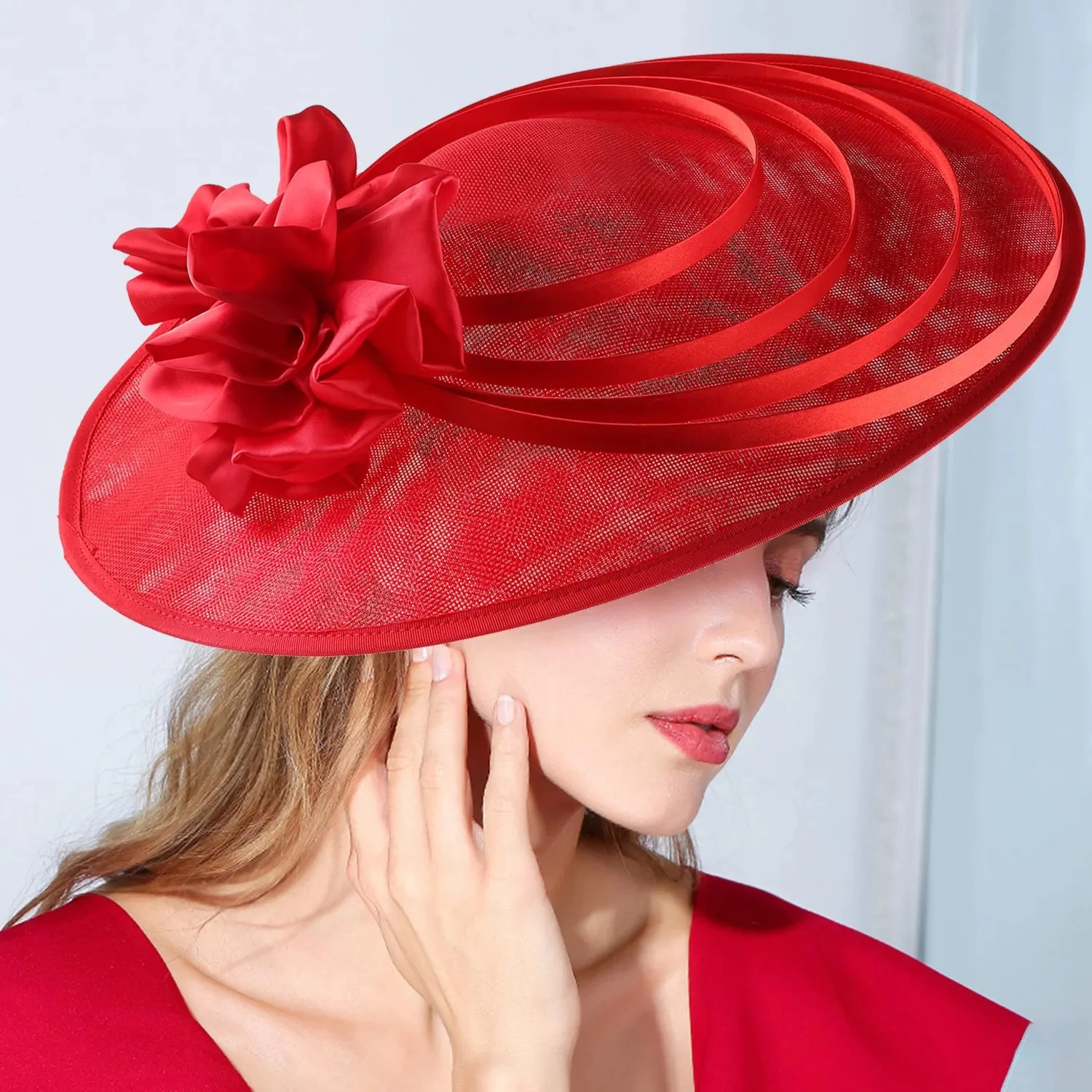 Black Large Flower Fascinator Sinamay Church Hat kentucky Hat Wedding Headband Hat Cocktail Tea Party for Women 250514