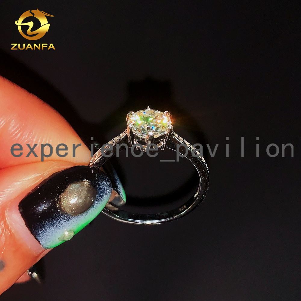 Classic Design Round Briiliant Cut Engagement Ring GRA Certification Pass Diamond Tester Custom Moissanite Ring
