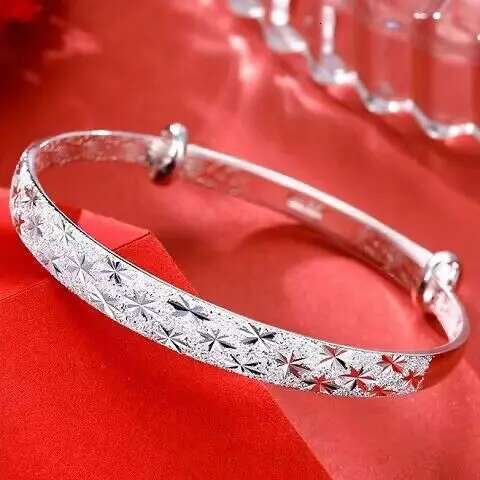 Sterling Sier Original Romantic Gypsophila Star Bangles For Women Fashion Bracelets Party Wedding Accessories Jewelry