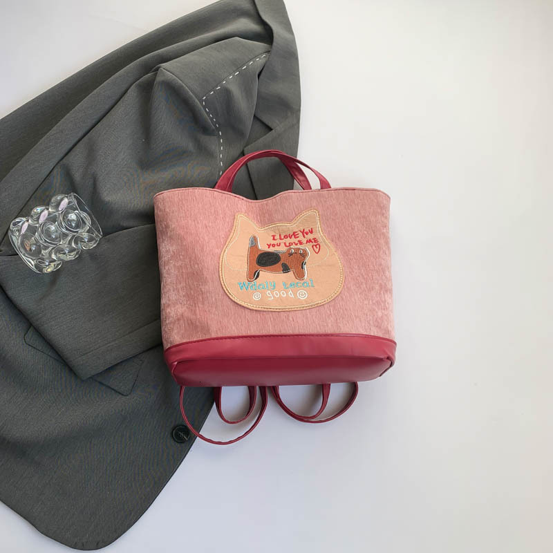 Free Delivery Designer Bag Cute Biscuit Cat Embroidered Backpack For Women 2025 Autumn/winter Large Capacity Single Shoulder Tote Commuter Crossbody B