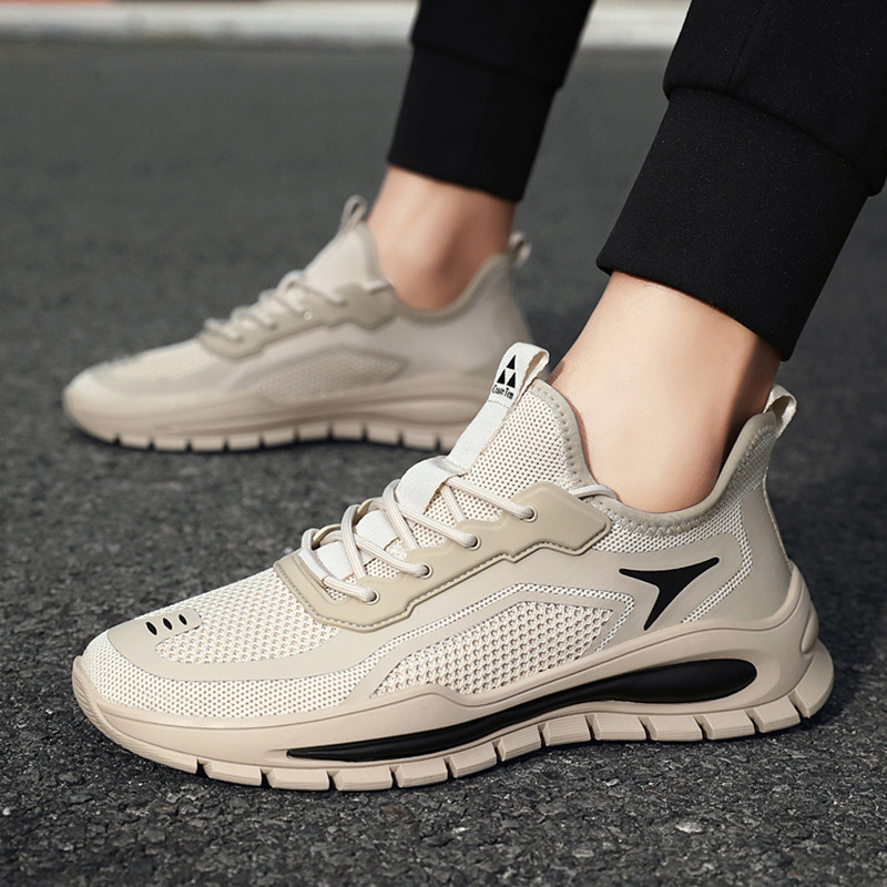 Men's summer breathable mesh sports Korean version, versatile thick soled running dad trendy shoes, coconut men's shoes