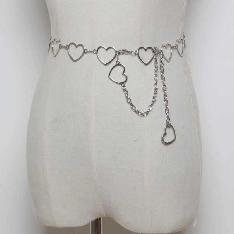 Womens Fashion Heart Chain Belt Female Silver Gold Waist Dress Thin Metal Belts 110cm Long Designer Tassel Fringe Chains Y250515