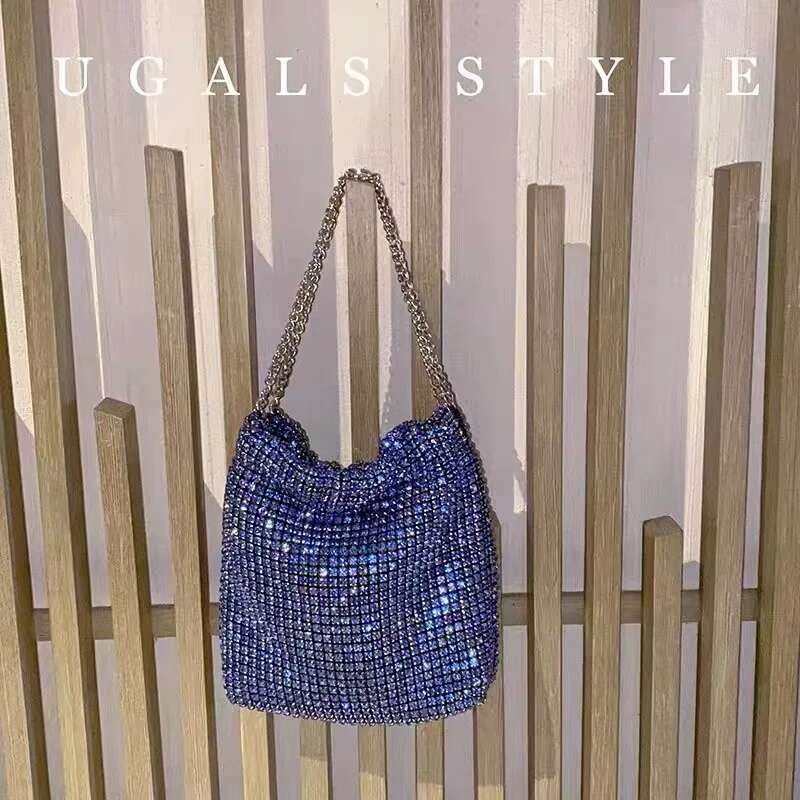 Glitter Women's Handbag Crystal Shiny Rhinestones Dia Evening Wedding Party Clutch Purse Shoulder Messenger Bag