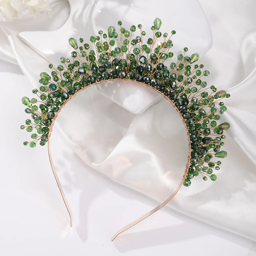 9Colors Crystal Bridal Crown Headband Silver Diamonds Crystal Brides Headpiece Handmade Party Wedding Hair Accessories 250509