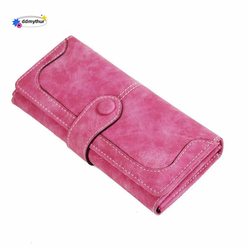 Trendy Retro Women's PU Leather Long Wallet Frosted European Style Holder, Fashion Buckle Clutch Purse ddmythur