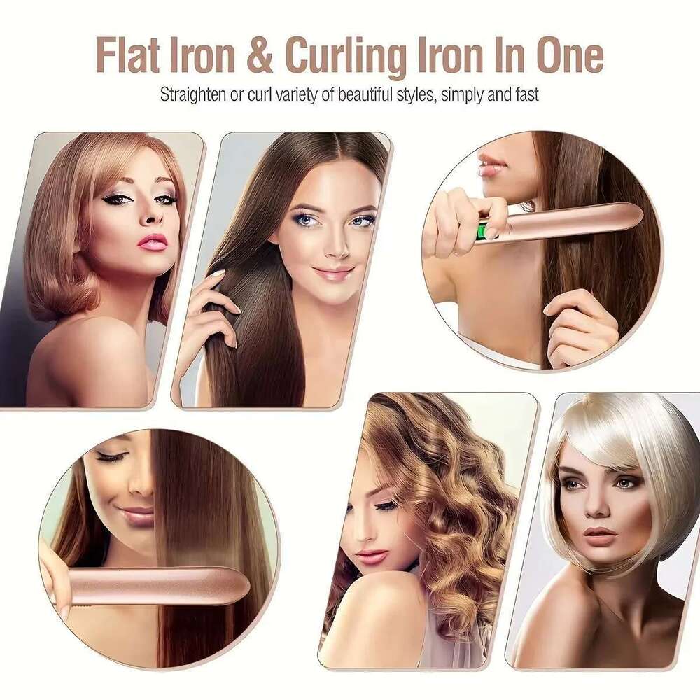 2-In-1 LCD Straightener & Curler with Ceramic Flat Iron for Wet and Dry Hair, Hot Air Comb Feature Hair Styling Appliances