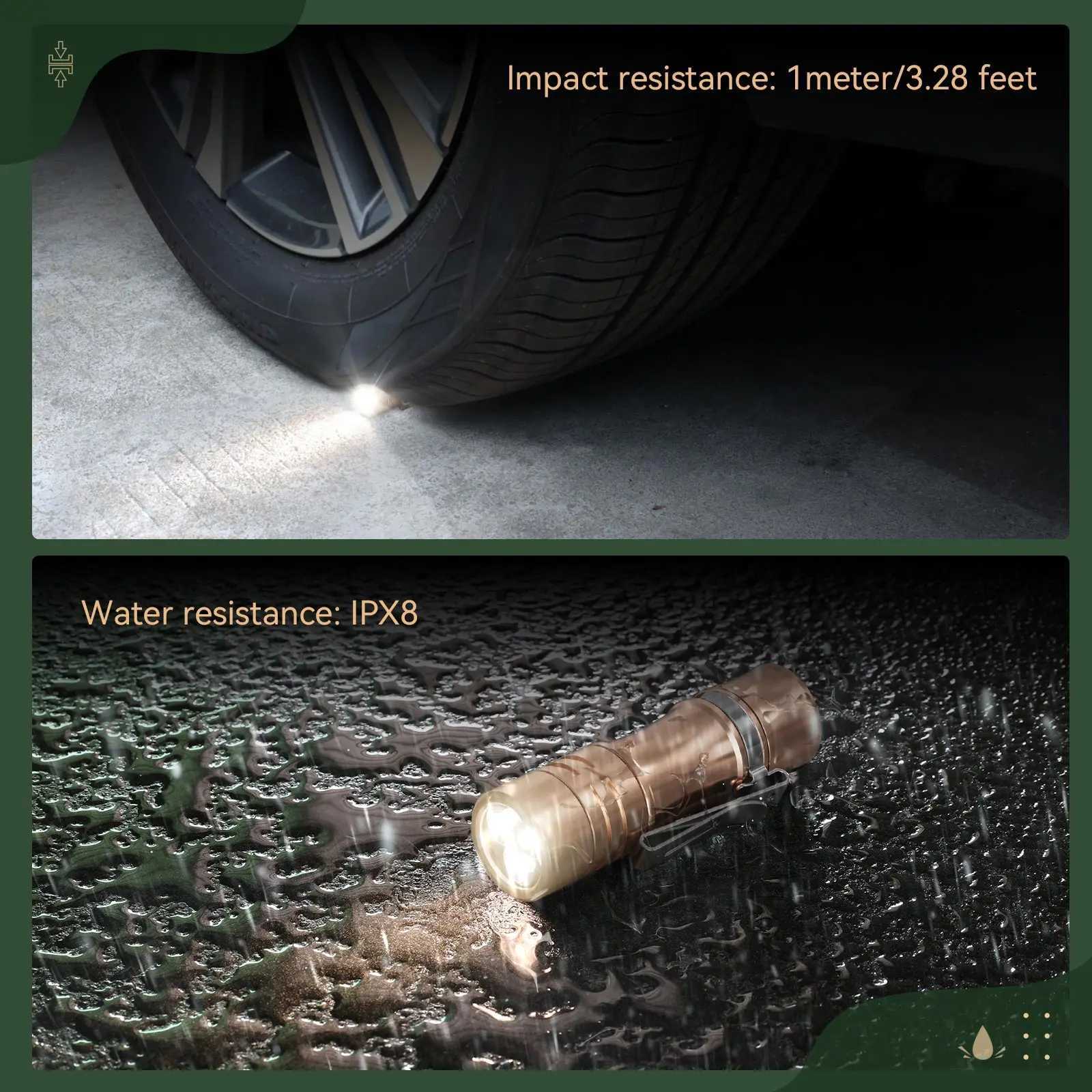 Working TS10 V2 Copper Powerful Mini 14500 EDC Flashlight with 3* 90 CRI LEDs and RGB Aux LEDs Max 1400LM Pocket IPX8 Torch Z250514