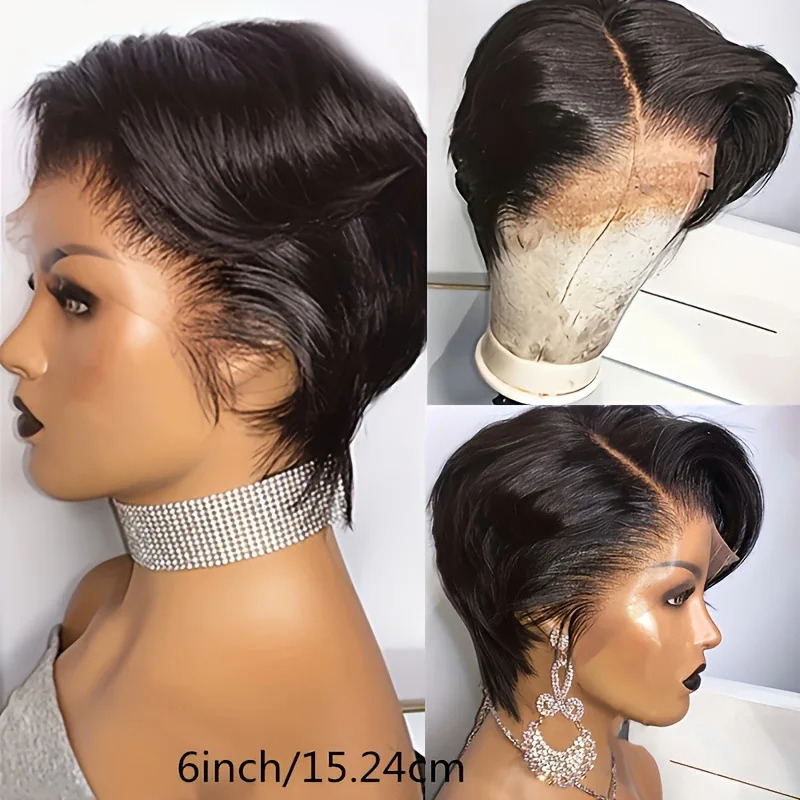 Short Pixie Cut Wigs Human Hair 13x4x1 Side Part Bob Lace Front Human Hair Wigs for Women Straight Hair Remy T Part Lace Wigs 250512