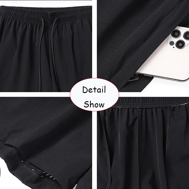 Summer Men Outdoors Sport Joggers Fitness Quick Dry Shorts Ice Silk Elastic Waist Breathable Straight Loose Short Male 8XL 250515