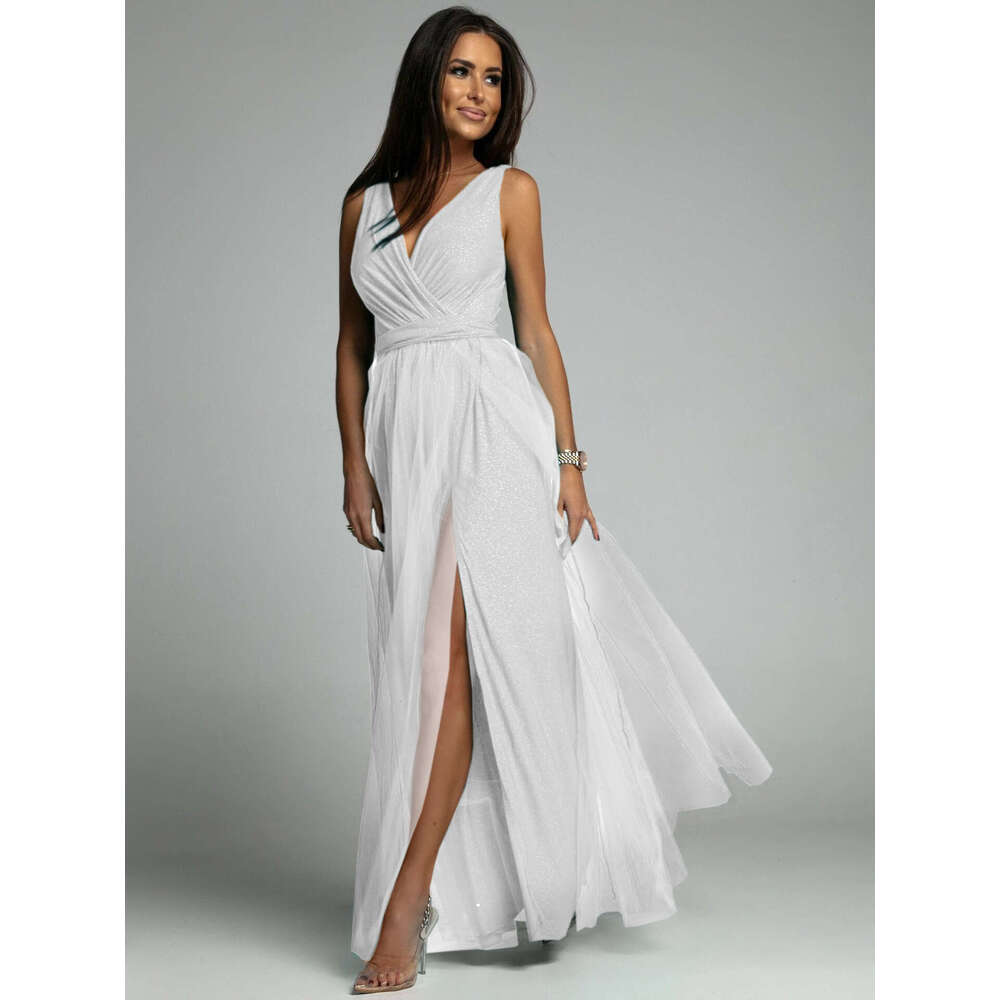 2024 New Maxion Sexy V-neck Waist for Slimming and Opening Up, Sparkling Dress