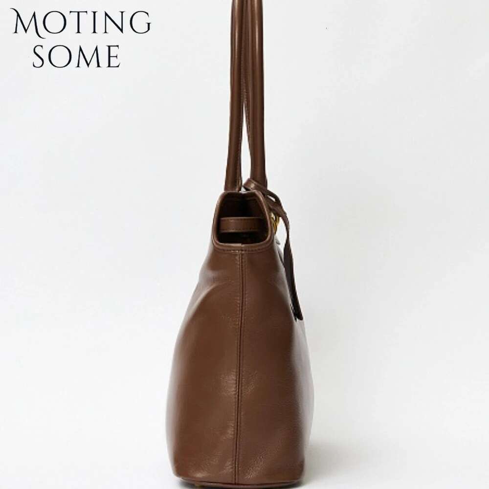 Motingsome Natural Cowhide Skin Roomy Women Shoulder Designer Bag Fashion French Style Chic Lady Casual Tote