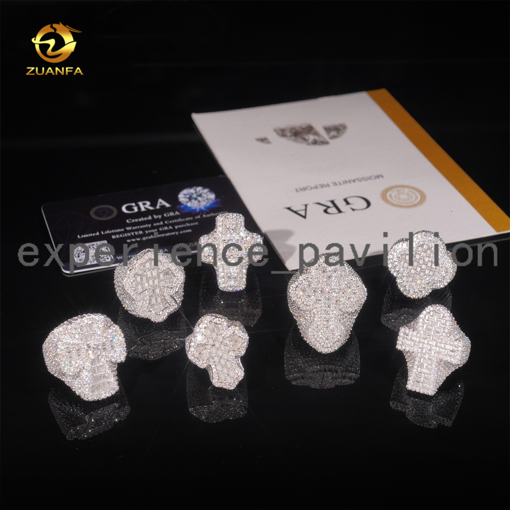 Hip Hop Style Hot Sale Vvs Moissanite Men Diamond Rings 925 Silver Ice Out Ring Cross Moissanite Hip Hop Ring Collection